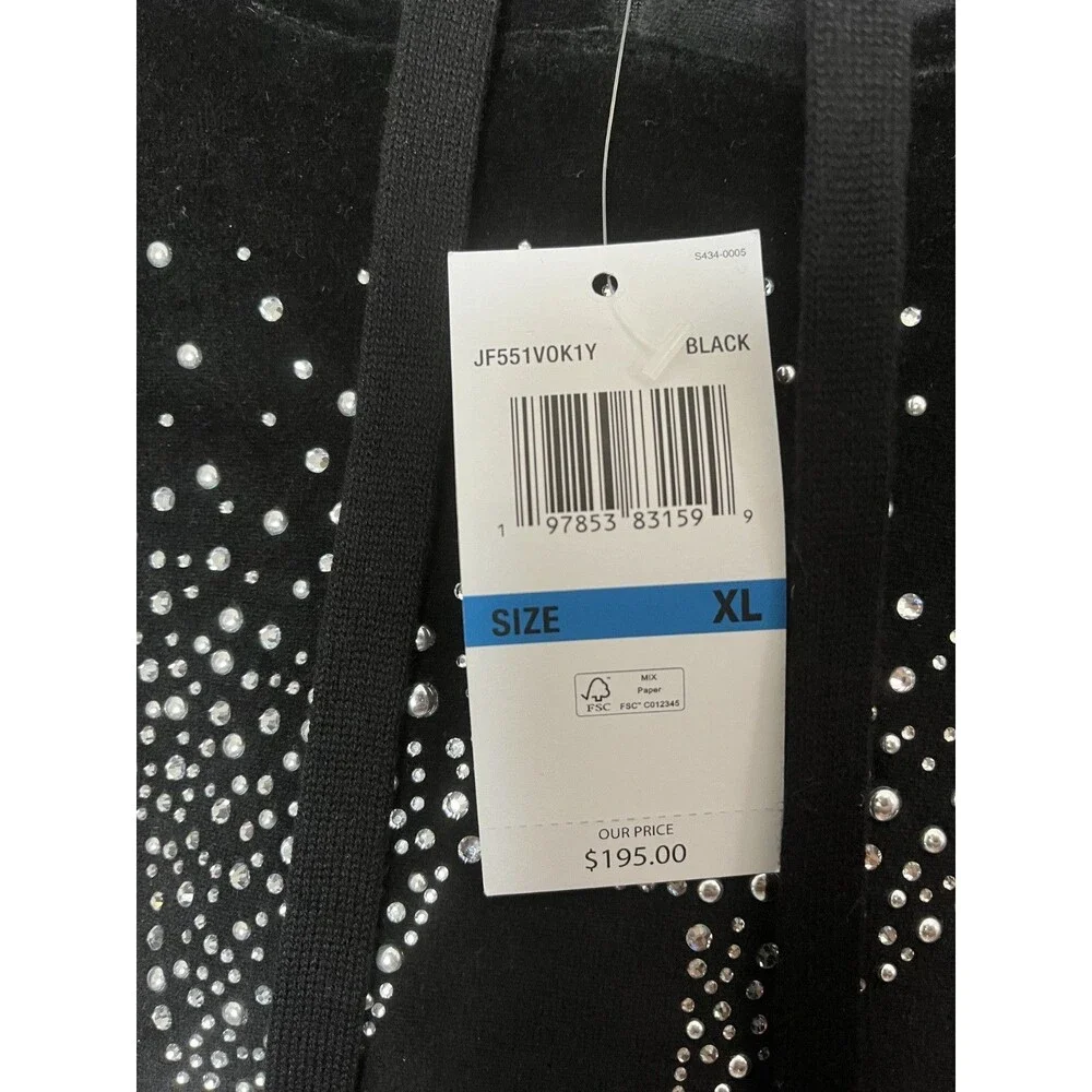 NWT Michael Kor Embellished Velour Hoodie sz XL- MSRP $195.00- JF551V0K1Y